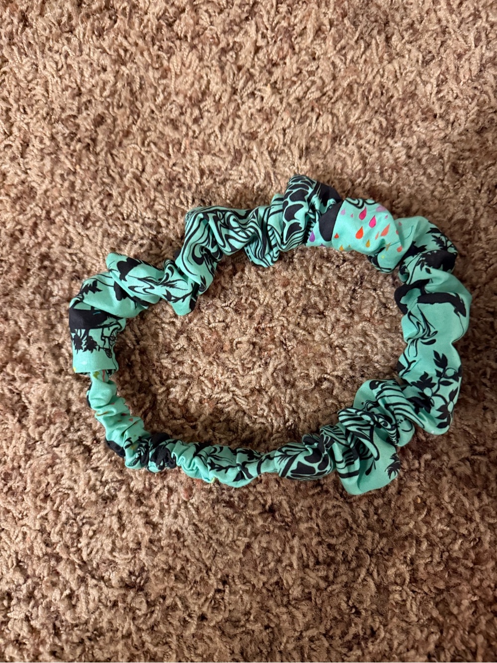 Mint Green Floral Elastic Scrunchie Headband